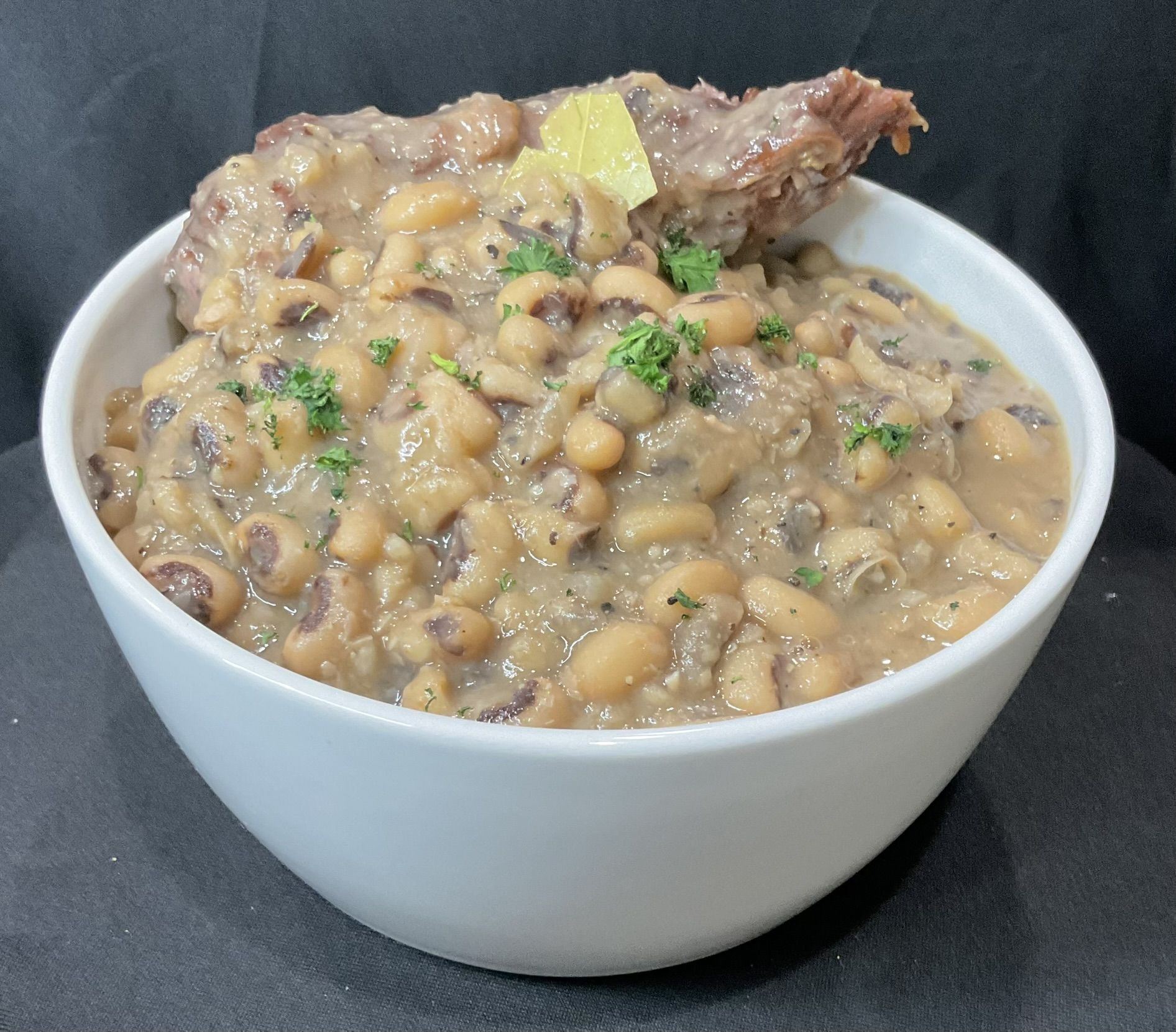 Black eyed peas with smoked turkey pieces